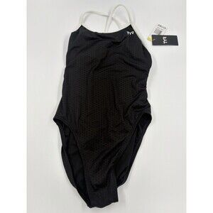 TYR Hexa Trinityfit One Piece Swimsuit Womens 32 Medium Black White NWT $89